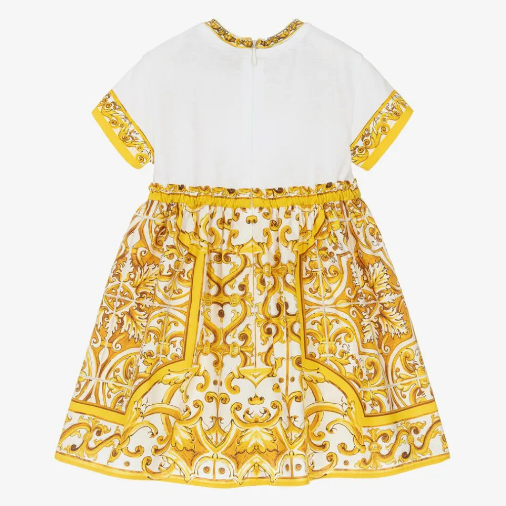 Dolce amp; Gabbana Dresses*Girls Yellow Majolica Cotton Dress