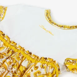 Dolce amp; Gabbana Dresses*Girls Yellow Majolica Cotton Dress