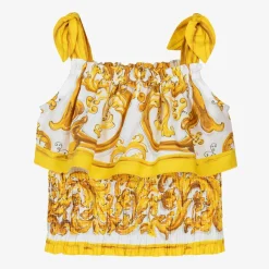 Dolce amp; Gabbana Tops*Girls Yellow Majolica Cotton Blouse