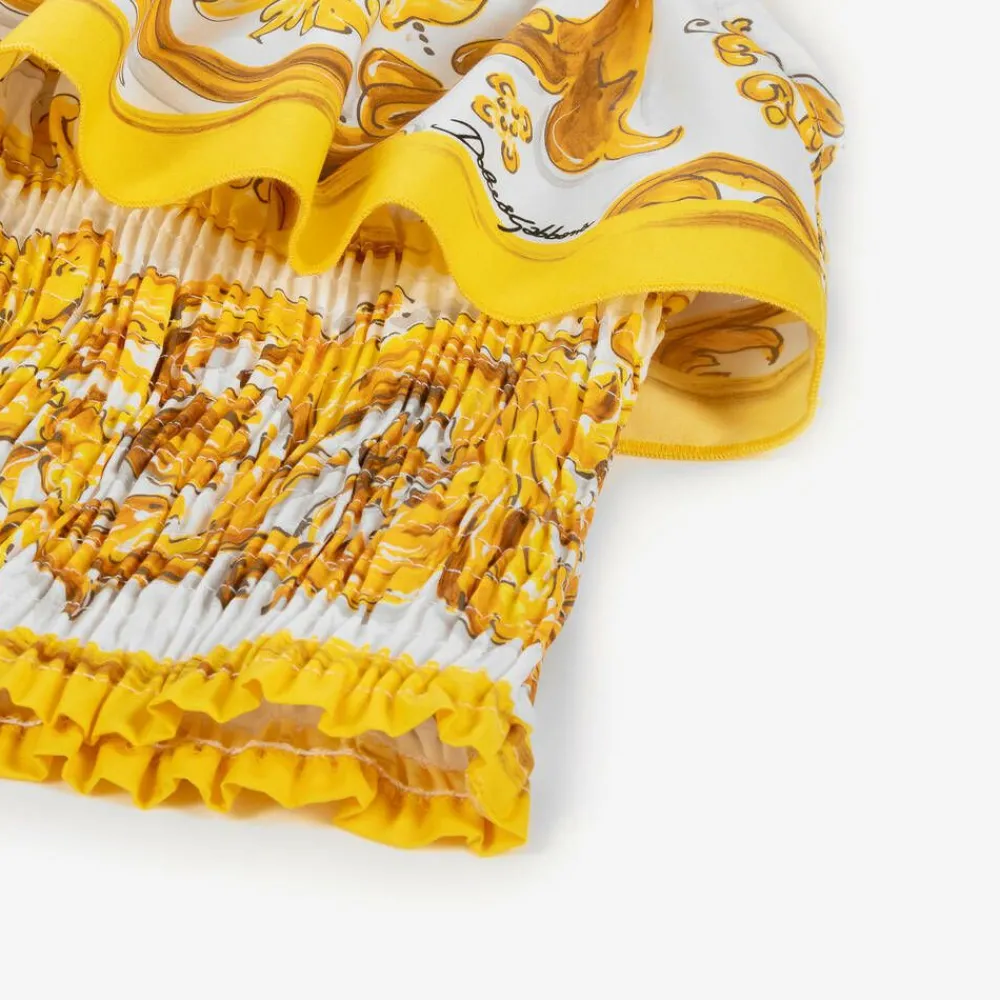 Dolce amp; Gabbana Tops*Girls Yellow Majolica Cotton Blouse