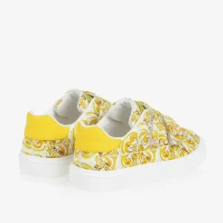 Dolce amp; Gabbana Trainers*Girls Yellow Majolica Print Canvas Trainers
