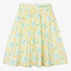 AIGNER Skirts*Girls Yellow Pastel Print Viscose Skirt