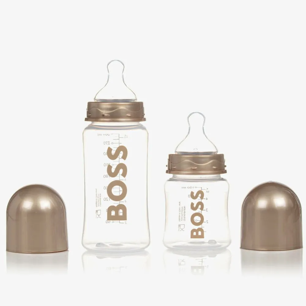 BOSS Gifts*Gold Baby Bottle & Dummy Set