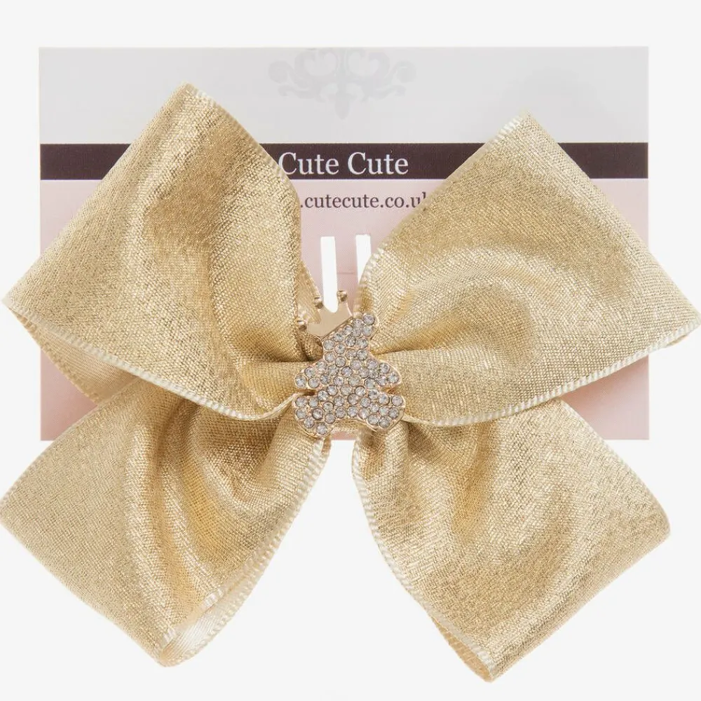 Cute Cute Hair Accessories*Gold Bow Hairclip (10cm)
