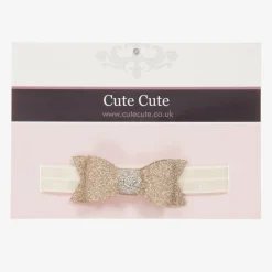 Cute Cute Hair Accessories*Gold Glitter Bow Headband