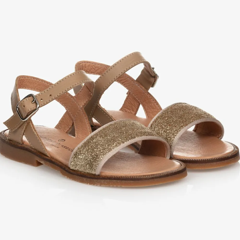 Childrens Classics Sandals*Gold Glitter Leather Sandals