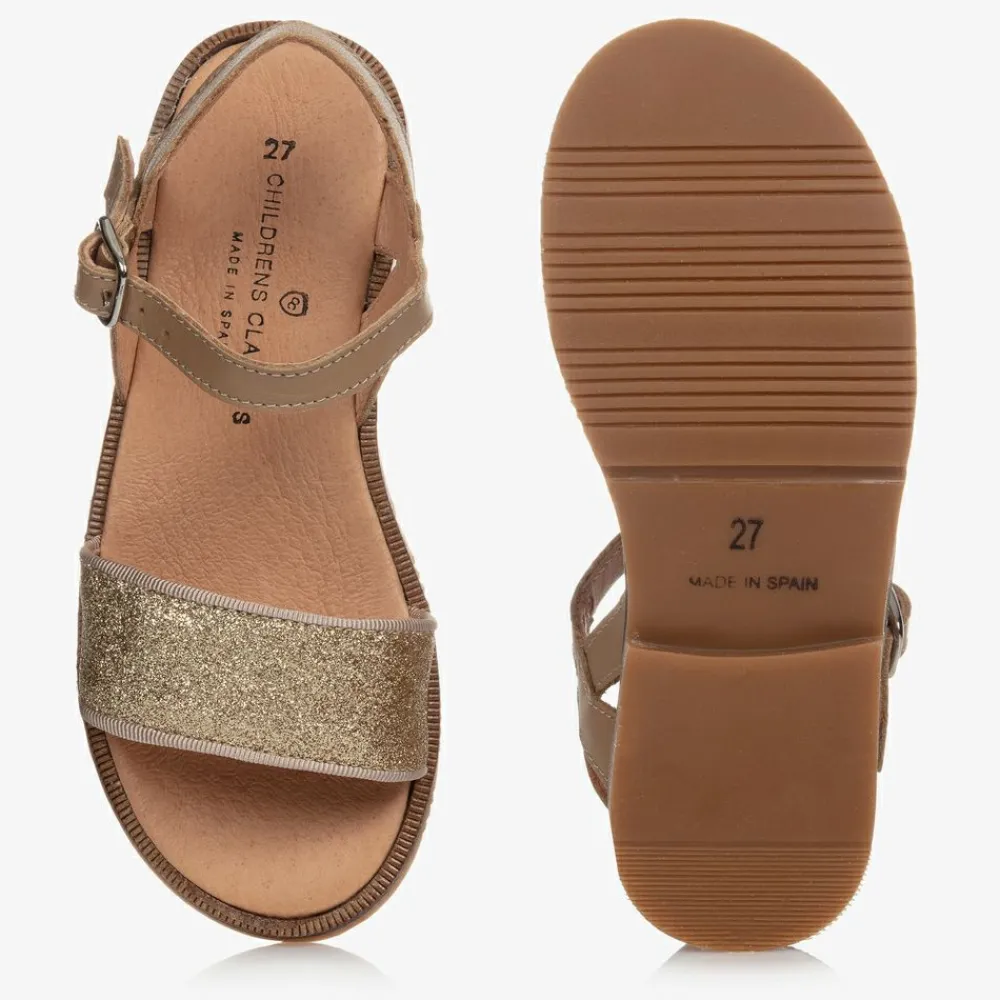 Childrens Classics Sandals*Gold Glitter Leather Sandals