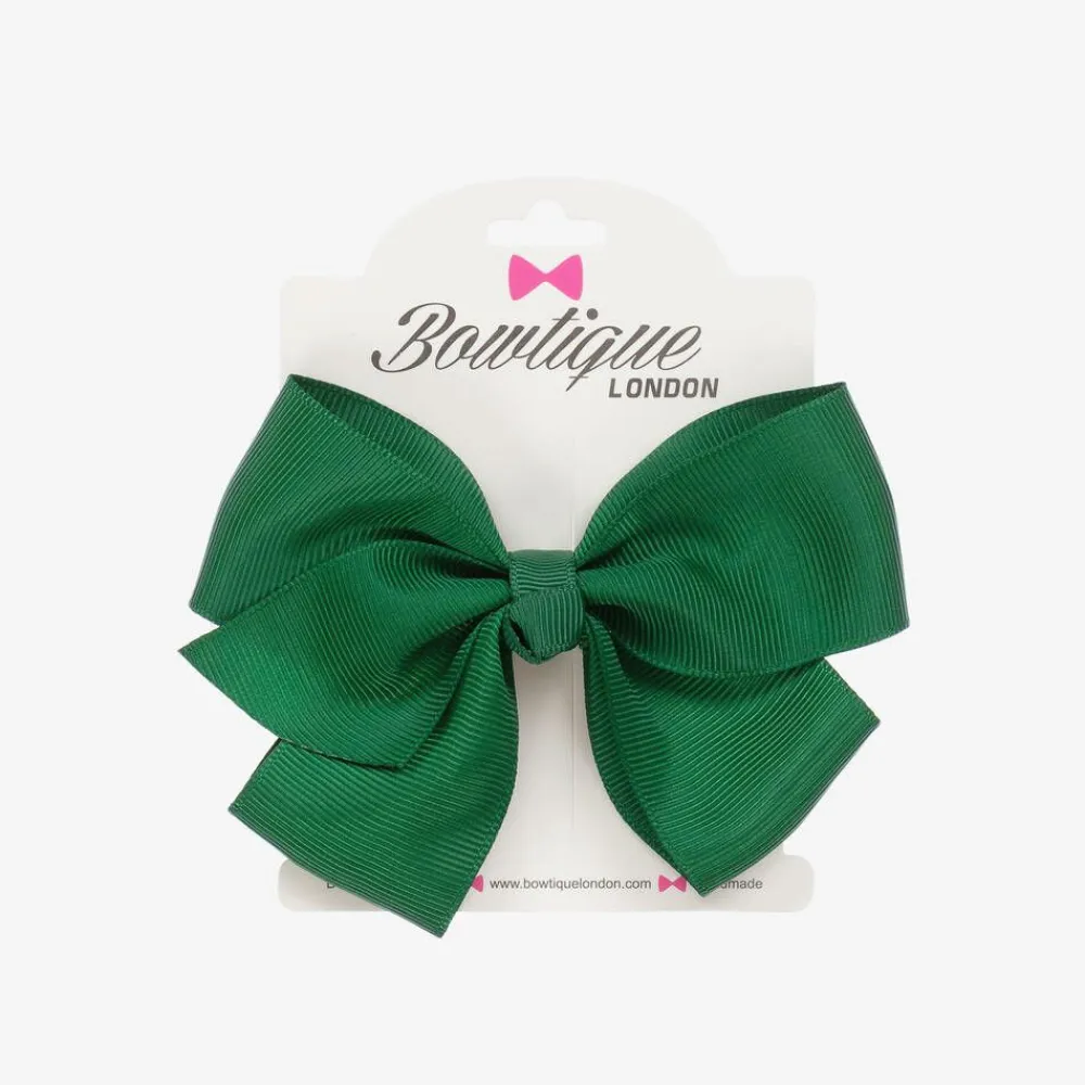 Bowtique London Hair Accessories*Green Bow Hair Clip (10cm) Forestgreen