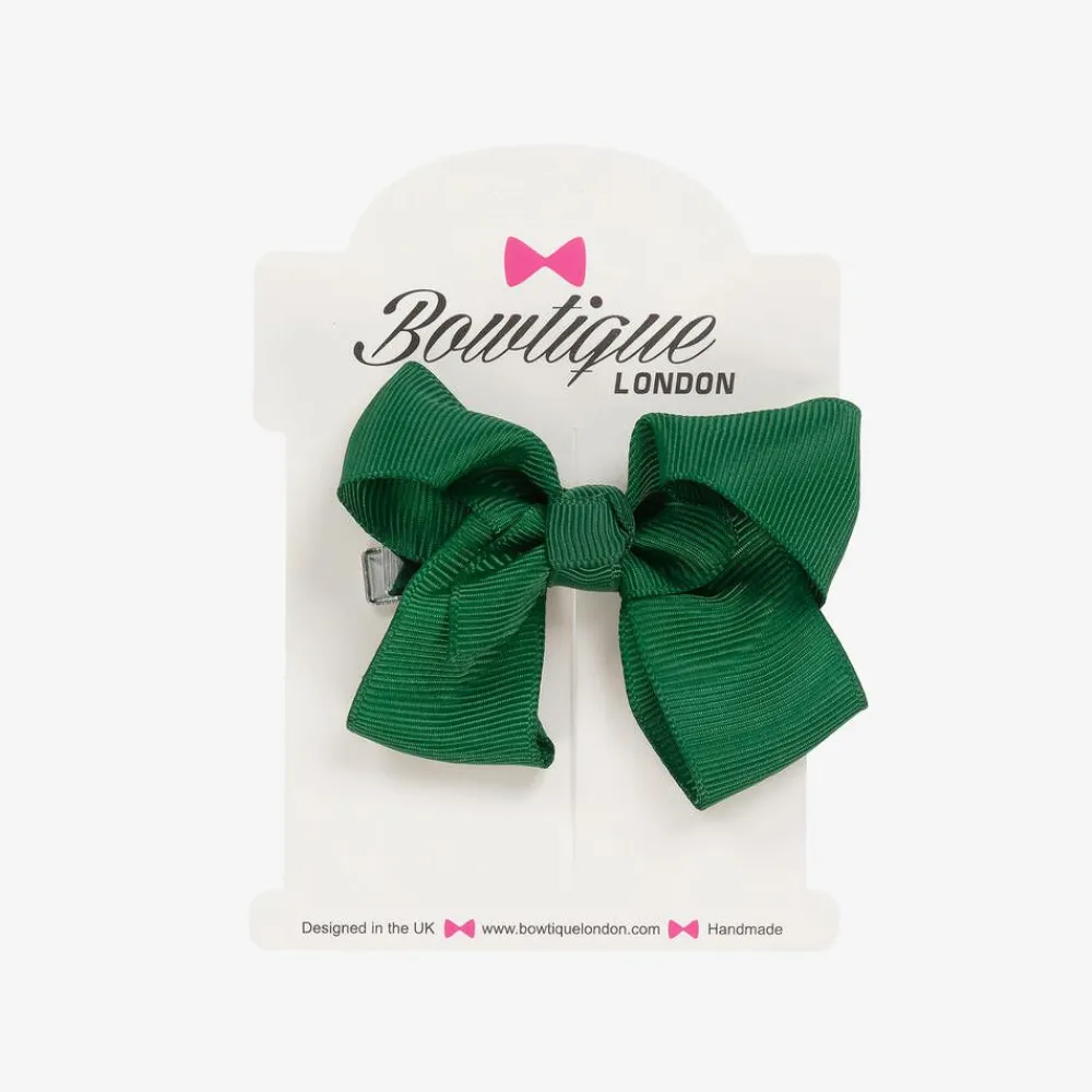 Bowtique London Hair Accessories*Green Bow Hair Clip (7cm) ForestGreen