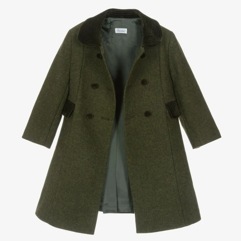 Ancar Coats & Jackets*Green Collared Wool Coat