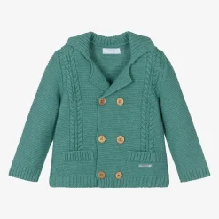 Foque Tops*Green Cotton & Wool Knitted Cardigan
