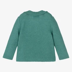 Foque Tops*Green Cotton & Wool Knitted Cardigan