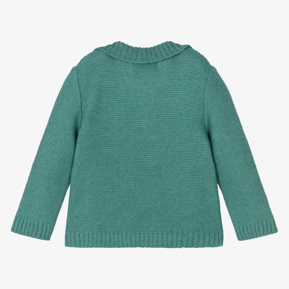 Foque Tops*Green Cotton & Wool Knitted Cardigan