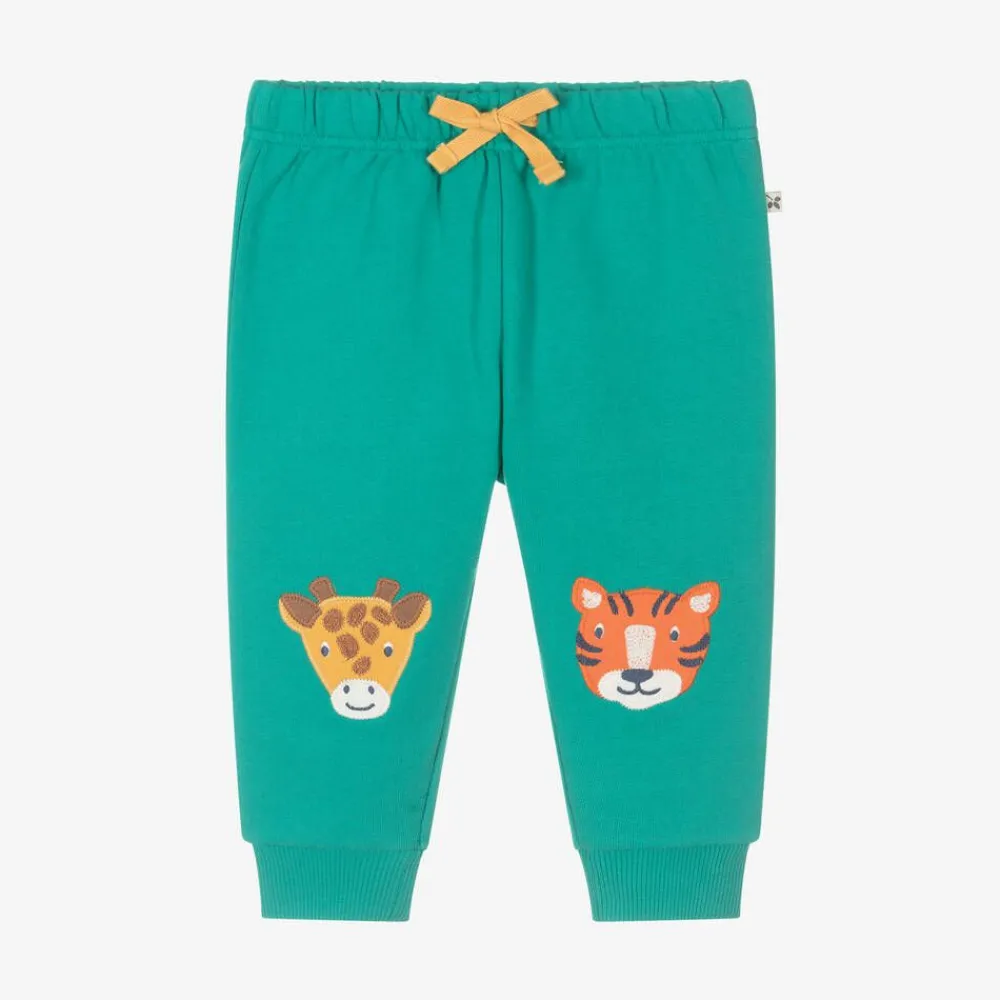 Frugi Trousers*Green Cotton Animal-Patch Joggers