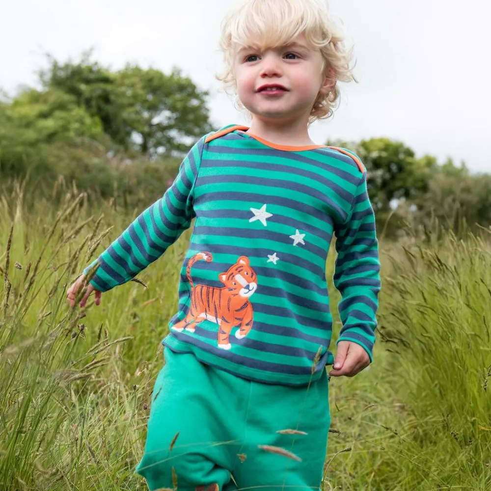 Frugi Trousers*Green Cotton Animal-Patch Joggers