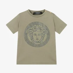 Versace Tops*Green Cotton Medusa Baby T-Shirt Taupe