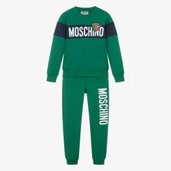 Moschino Kid-Teen Tracksuits|Tracksuits*Green Cotton Varsity Tracksuit