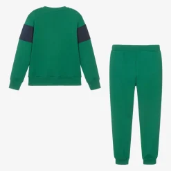 Moschino Kid-Teen Tracksuits|Tracksuits*Green Cotton Varsity Tracksuit