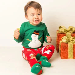 Blade amp; Rose Tops*Green Festive Snowman Cotton Top