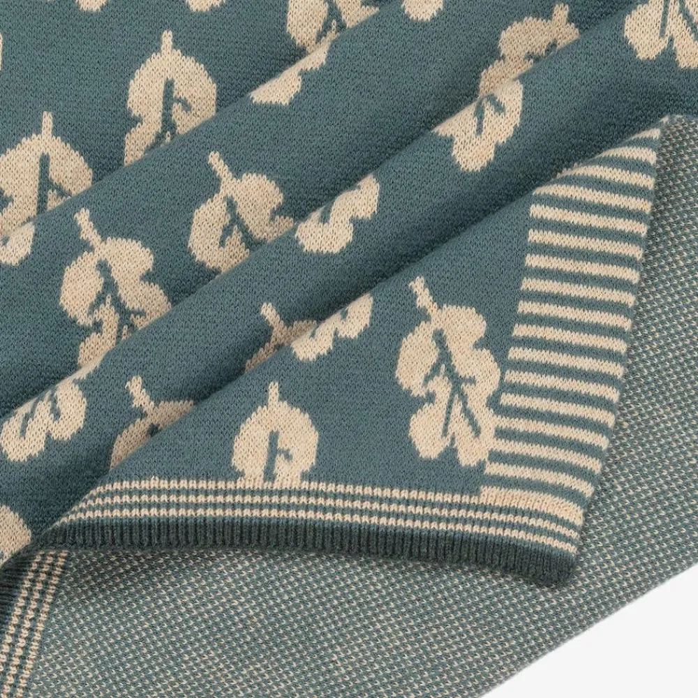 The Bonniemob Blankets & Shawls*Green Leaf Cotton & Cashmere Blanket (83cm)