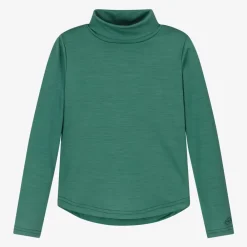 Smalls Merino Tops*Green Merino Wool Roll Neck Top