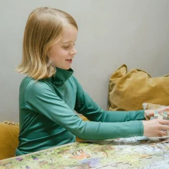 Smalls Merino Tops*Green Merino Wool Roll Neck Top