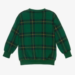 Mini Rodini Tops*Green Organic Cotton Checked Sweatshirt
