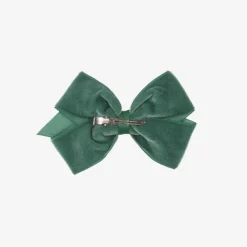 Bowtique London Hair Accessories*Green Velvet Bow Hair Clip (11cm) Forestgreen
