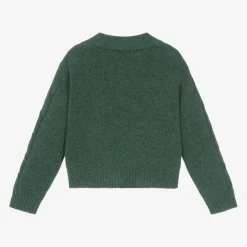Il Gufo Tops*Green Wool Cable Knit Cardigan