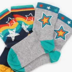 Frugi Socks|Socks*Grey & Blue Cotton Baby Socks (2 Pack)