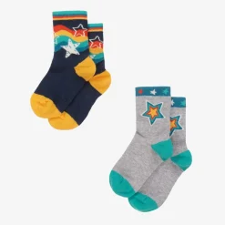 Frugi Socks|Socks*Grey & Blue Cotton Baby Socks (2 Pack)