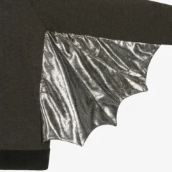 Wauw Capow Tops*Grey & Silver Cotton Bat Hoodie