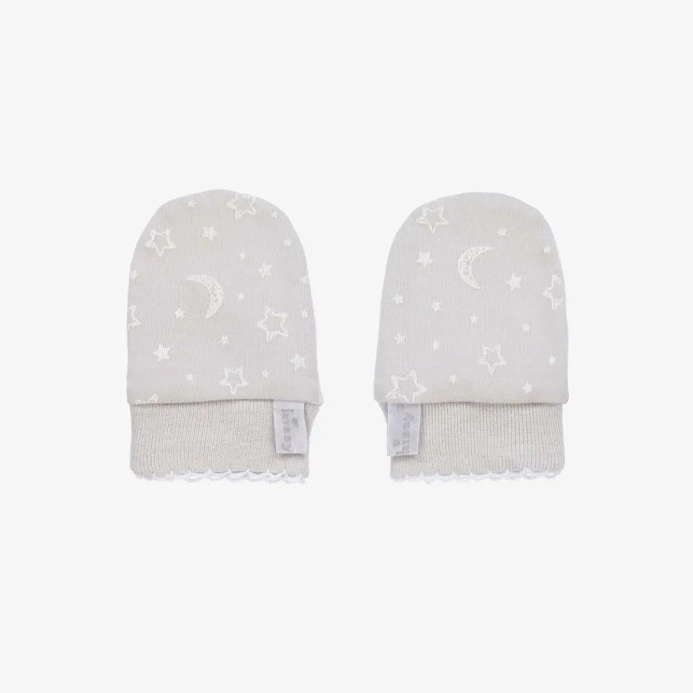 Kissy Kissy Gifts|Gloves & Mittens*Grey Cotton Crescent Moonlight Scratch Mittens
