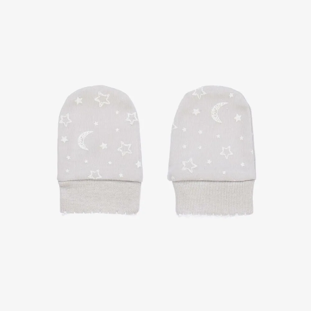 Kissy Kissy Gifts|Gloves & Mittens*Grey Cotton Crescent Moonlight Scratch Mittens