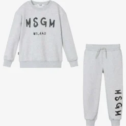 MSGM Tracksuits*Grey Cotton Jersey Tracksuit