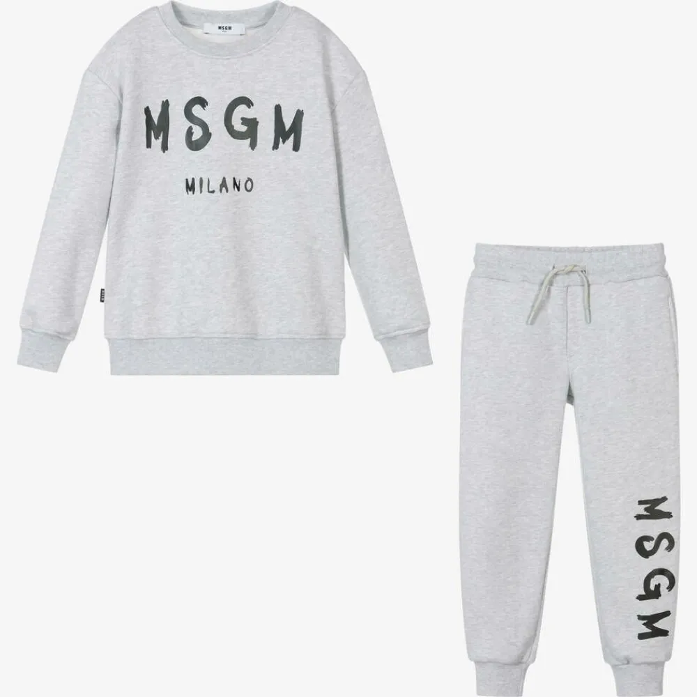 MSGM Tracksuits*Grey Cotton Jersey Tracksuit