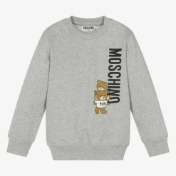 Moschino Kid-Teen Tops*Grey Cotton Teddy Bear Sweatshirt