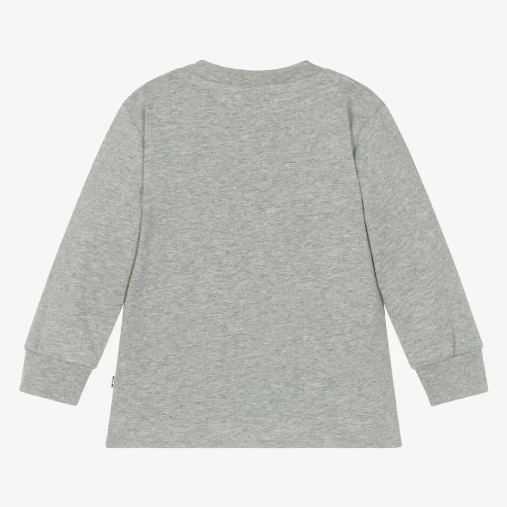 Molo Tops*Grey Cotton Teddy Bear Top