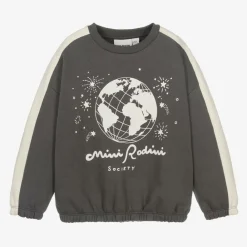 Mini Rodini Tops*Grey Graphic Organic Cotton Sweatshirt