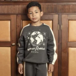 Mini Rodini Tops*Grey Graphic Organic Cotton Sweatshirt