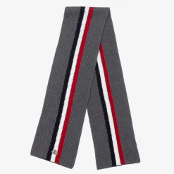 Moncler Enfant Scarves|Scarves*Grey Knitted Wool Scarf