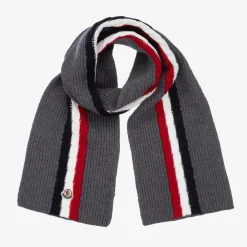 Moncler Enfant Scarves|Scarves*Grey Knitted Wool Scarf