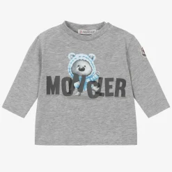 Moncler Enfant Tops|Tops*Grey Marl Cotton Bear Top