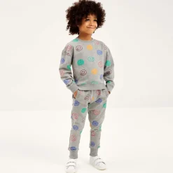 Joyday Tracksuits*Grey Marl Cotton Happy Faces Tracksuit