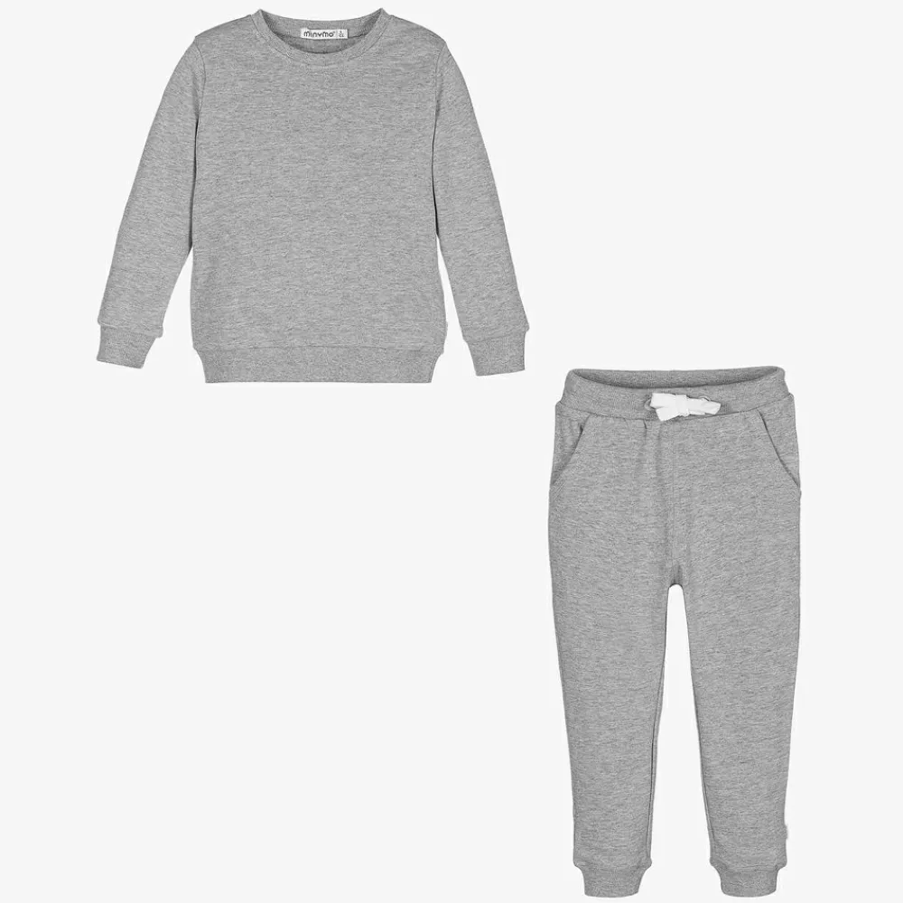 Minymo Tracksuits|Tracksuits*Grey Marl Cotton Tracksuit
