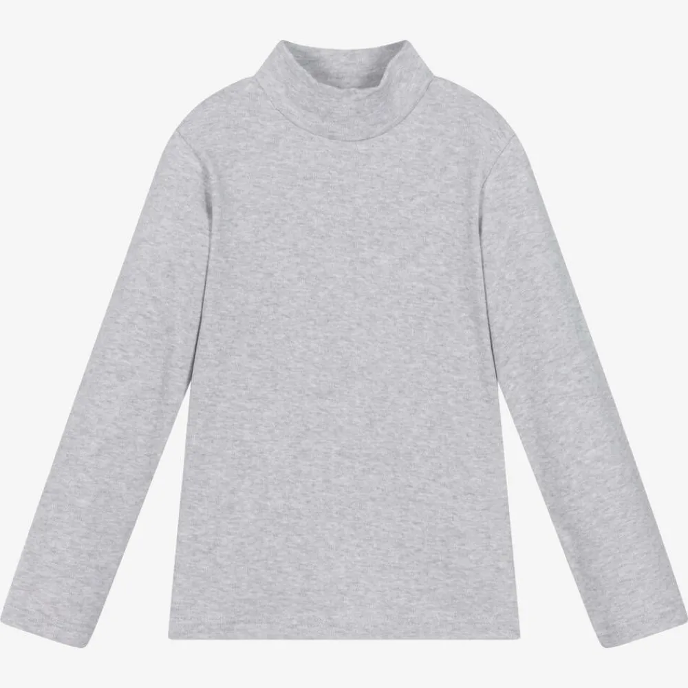 Everything Must Change Tops*Grey Marl Cotton Turtleneck Top