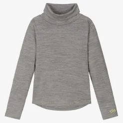Smalls Merino Tops*Grey Marl Merino Wool Roll Neck Top