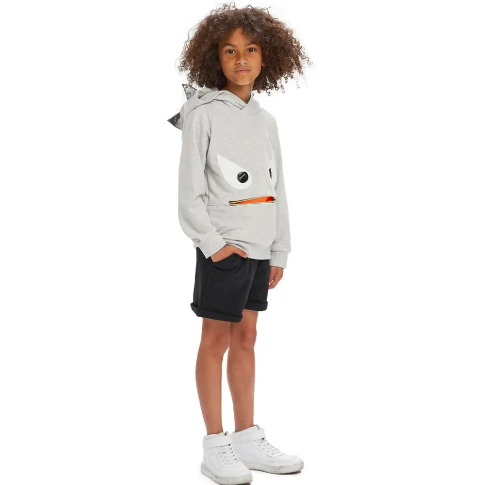 Wauw Capow Tops*Grey Marl Monster Hoodie