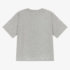 Mini Rodini Tops*Grey Marl Organic Cotton Cat Print T-Shirt