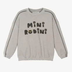 Mini Rodini Tops*Grey Organic Cotton Cats Sweatshirt